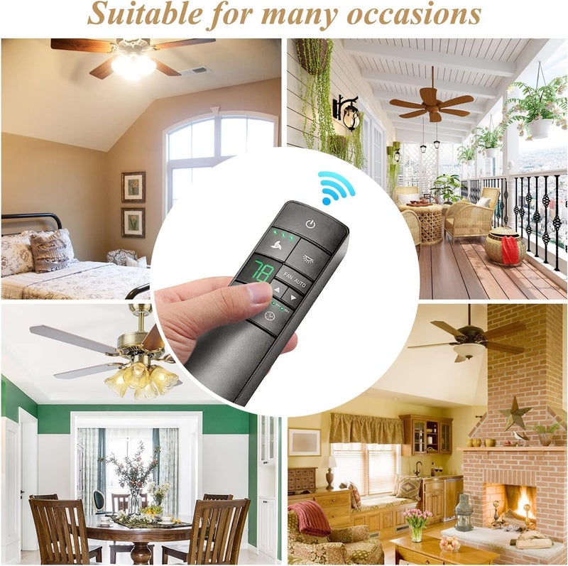 FEKOTS Hampton Bay Universal Ceiling Fan Thermostatic Remote Control Kit with Wall Holder for Hunter Home Decor Harbor Breeze，3-Speed Light Dimmer Timer Replacement for HD3 TR222A 98108 98130 98101 98131 - Image 4
